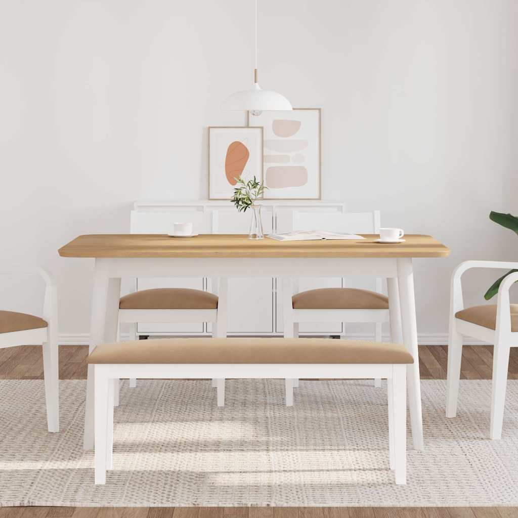 Banc 110 cm blanc bois massif caoutchouc - XIOS