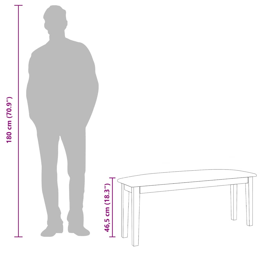Banc 110 cm blanc bois massif caoutchouc - XIOS