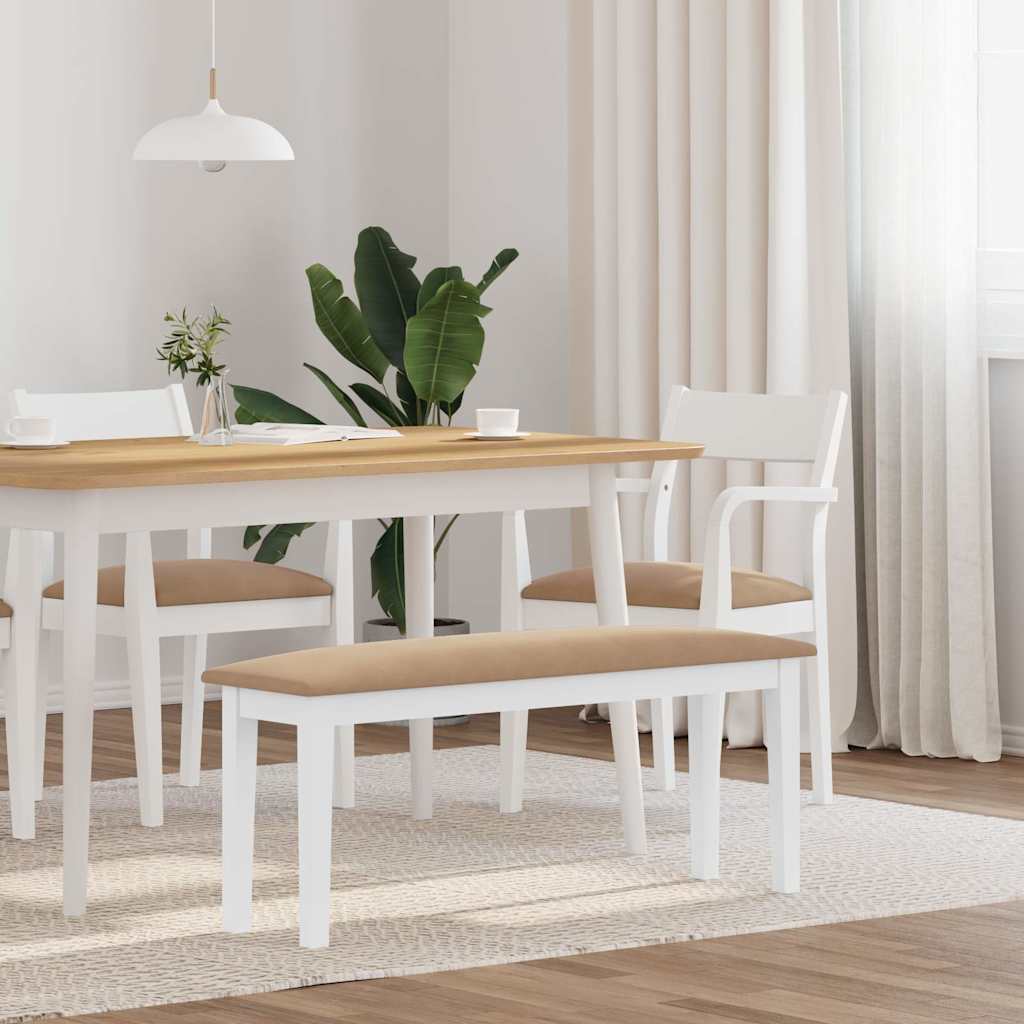 Banc 110 cm blanc bois massif caoutchouc - XIOS