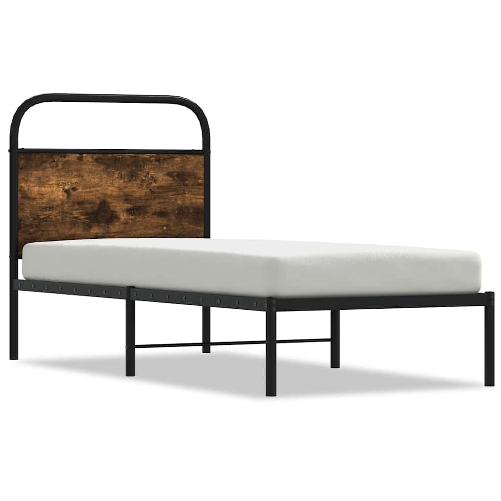 Cadre de lit sans matelas chêne fumé 75x190cm bois d'ingénierie - XIOS