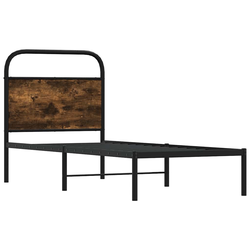 Cadre de lit sans matelas chêne fumé 75x190cm bois d'ingénierie - XIOS