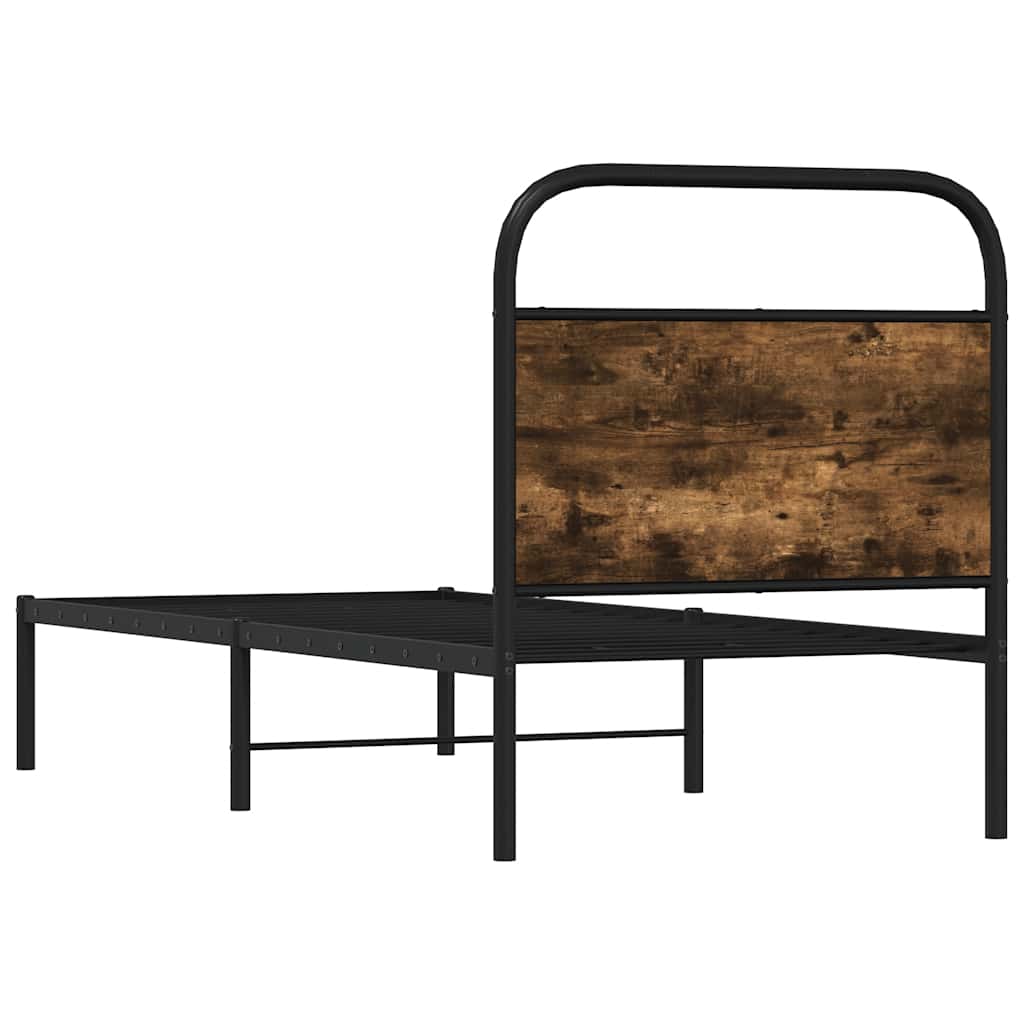 Cadre de lit sans matelas chêne fumé 75x190cm bois d'ingénierie - XIOS
