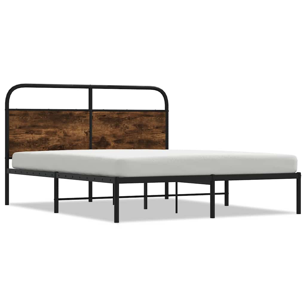 Cadre de lit sans matelas 135x190 cm chêne fumé bois ingénierie - XIOS
