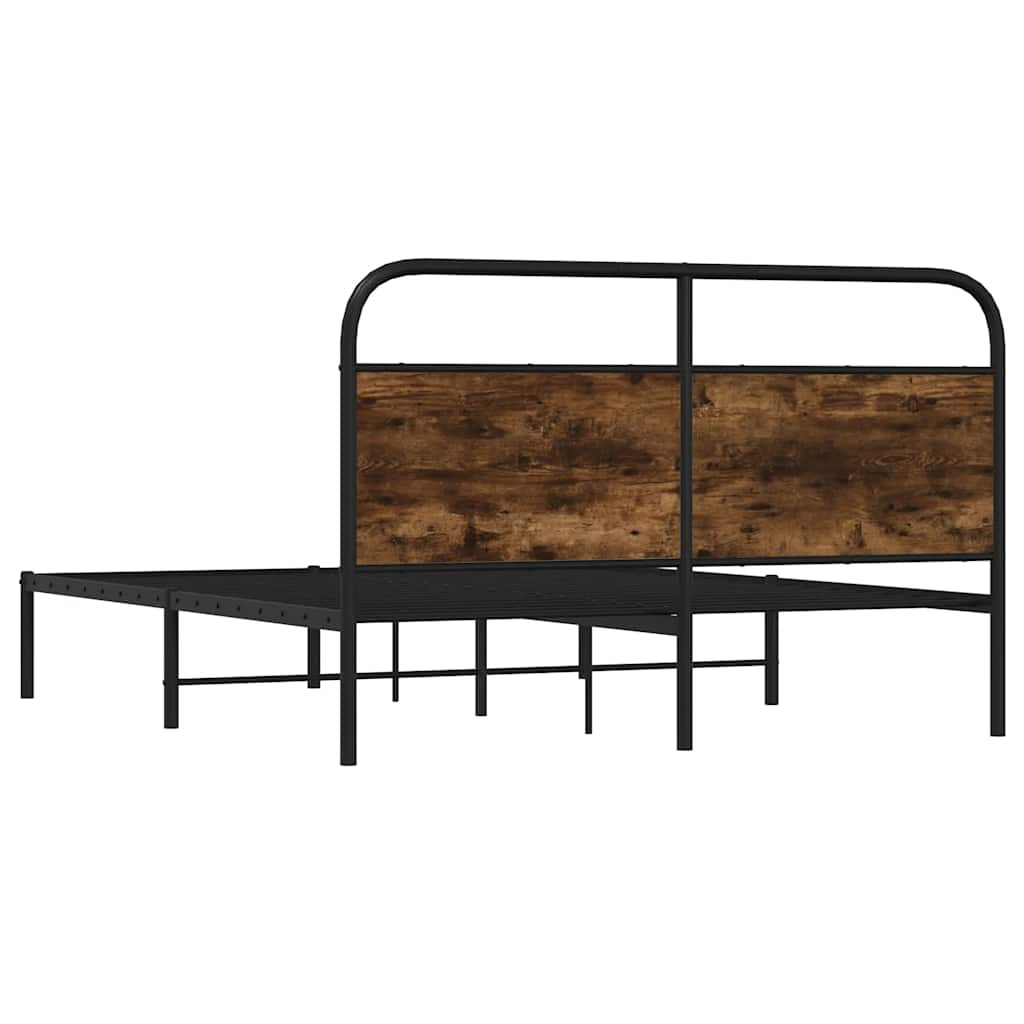 Cadre de lit sans matelas 135x190 cm chêne fumé bois ingénierie - XIOS