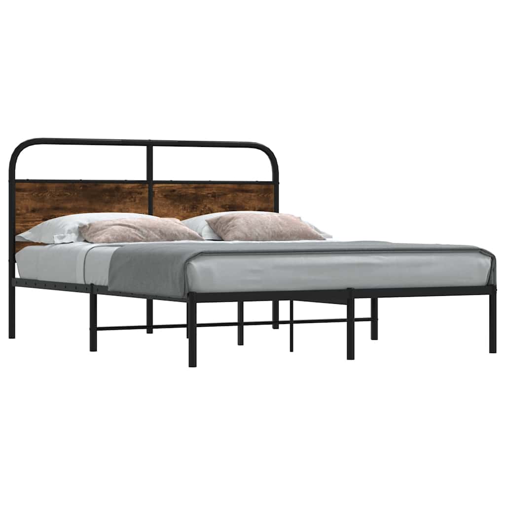 Cadre de lit sans matelas 135x190 cm chêne fumé bois ingénierie - XIOS