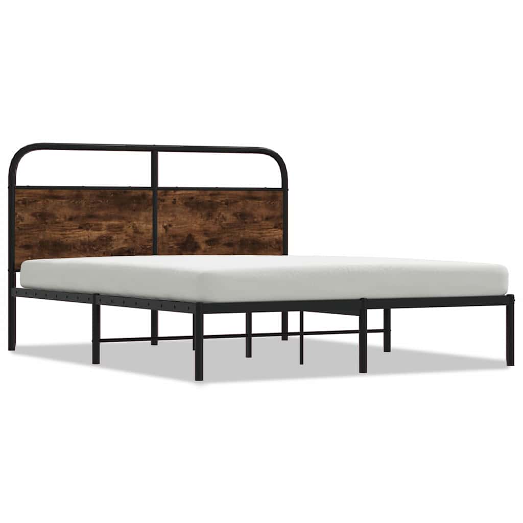 Cadre de lit sans matelas 150x200 cm chêne fumé bois ingénierie - XIOS