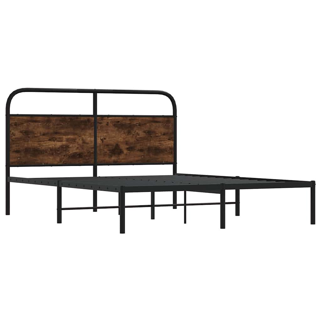 Cadre de lit sans matelas 150x200 cm chêne fumé bois ingénierie - XIOS