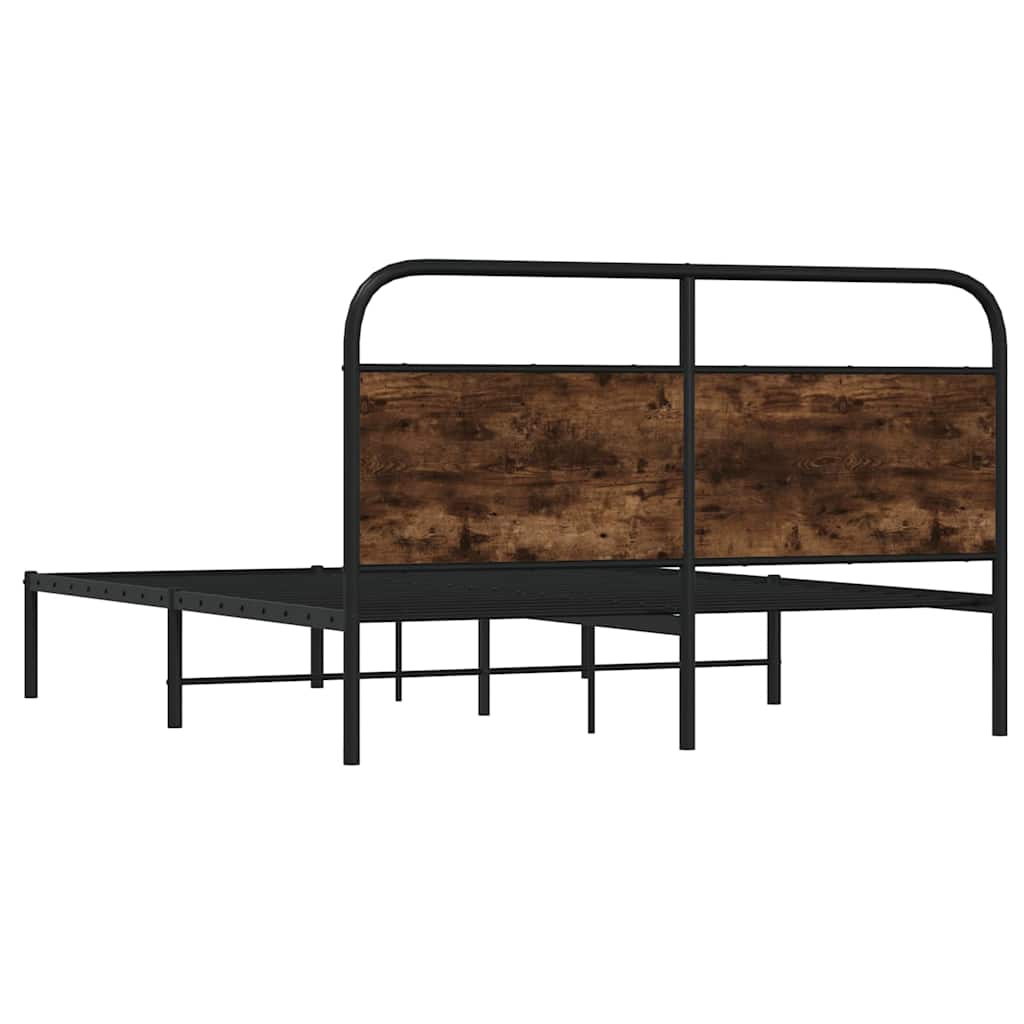 Cadre de lit sans matelas 150x200 cm chêne fumé bois ingénierie - XIOS