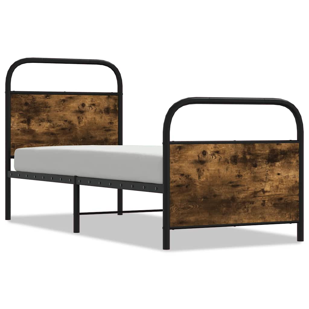 Cadre de lit sans matelas chêne fumé 75x190cm bois d'ingénierie - XIOS