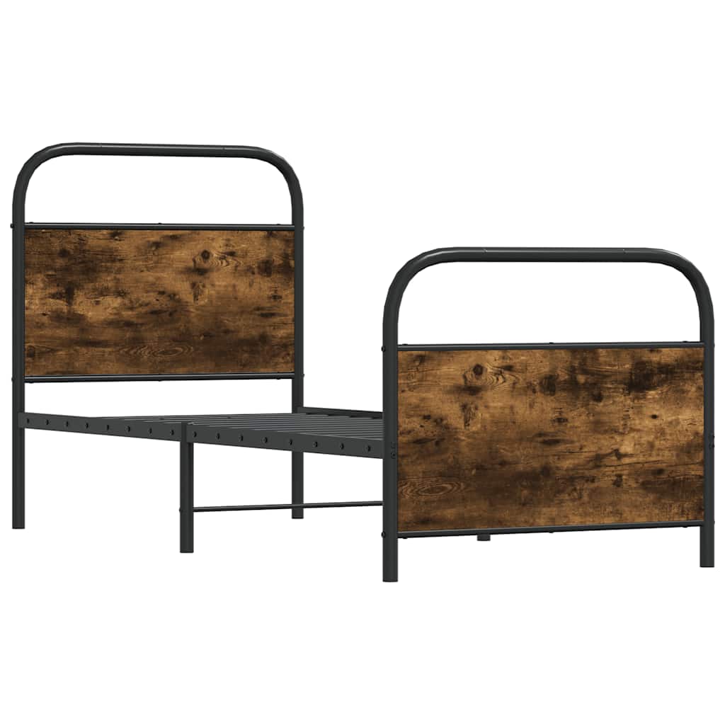 Cadre de lit sans matelas chêne fumé 75x190cm bois d'ingénierie - XIOS
