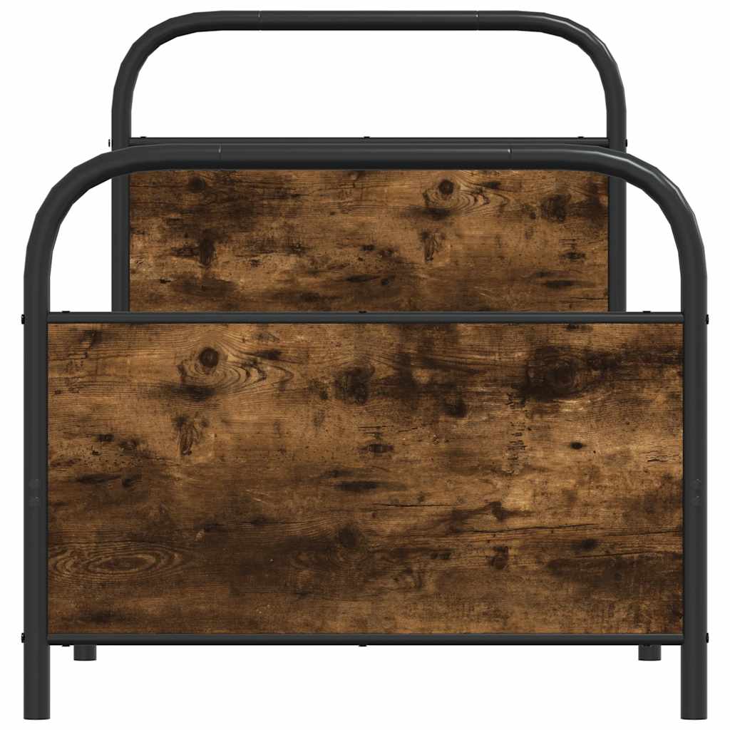 Cadre de lit sans matelas chêne fumé 75x190cm bois d'ingénierie - XIOS