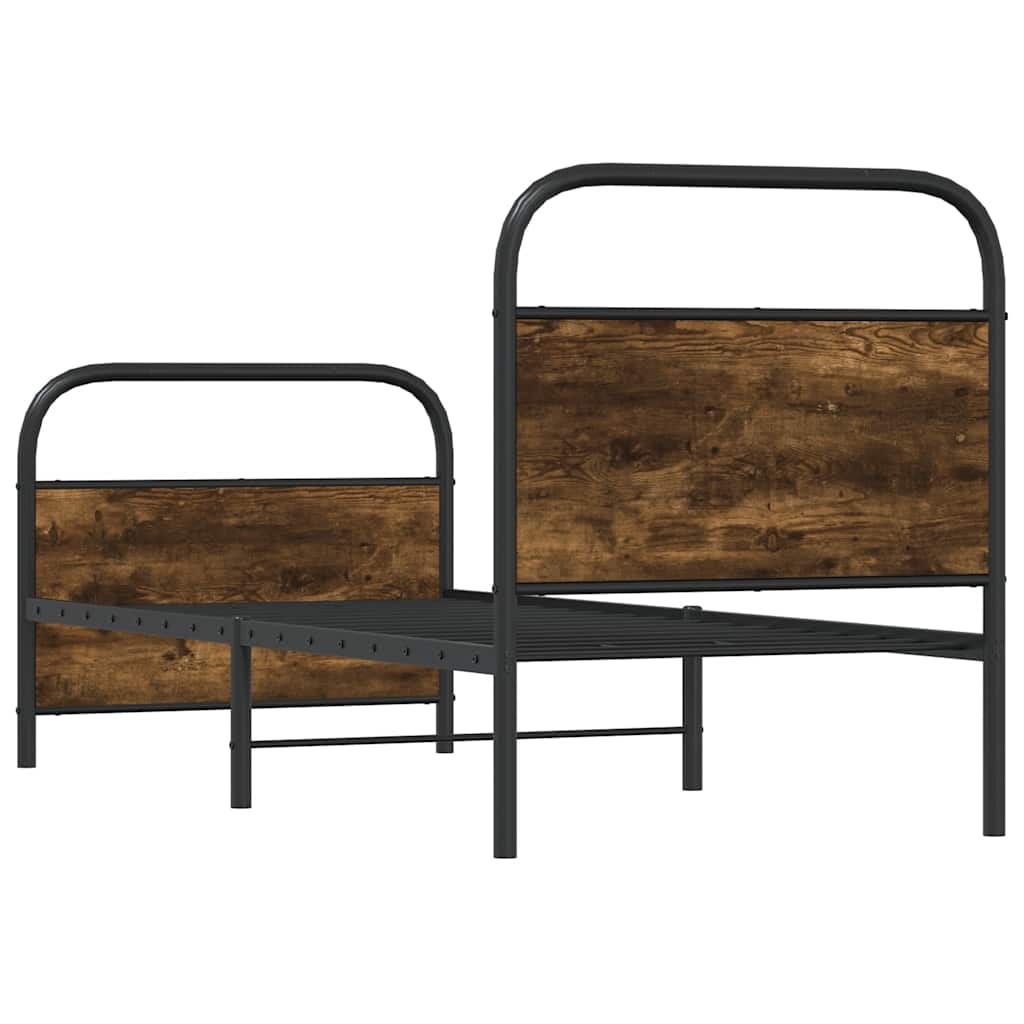 Cadre de lit sans matelas chêne fumé 75x190cm bois d'ingénierie - XIOS