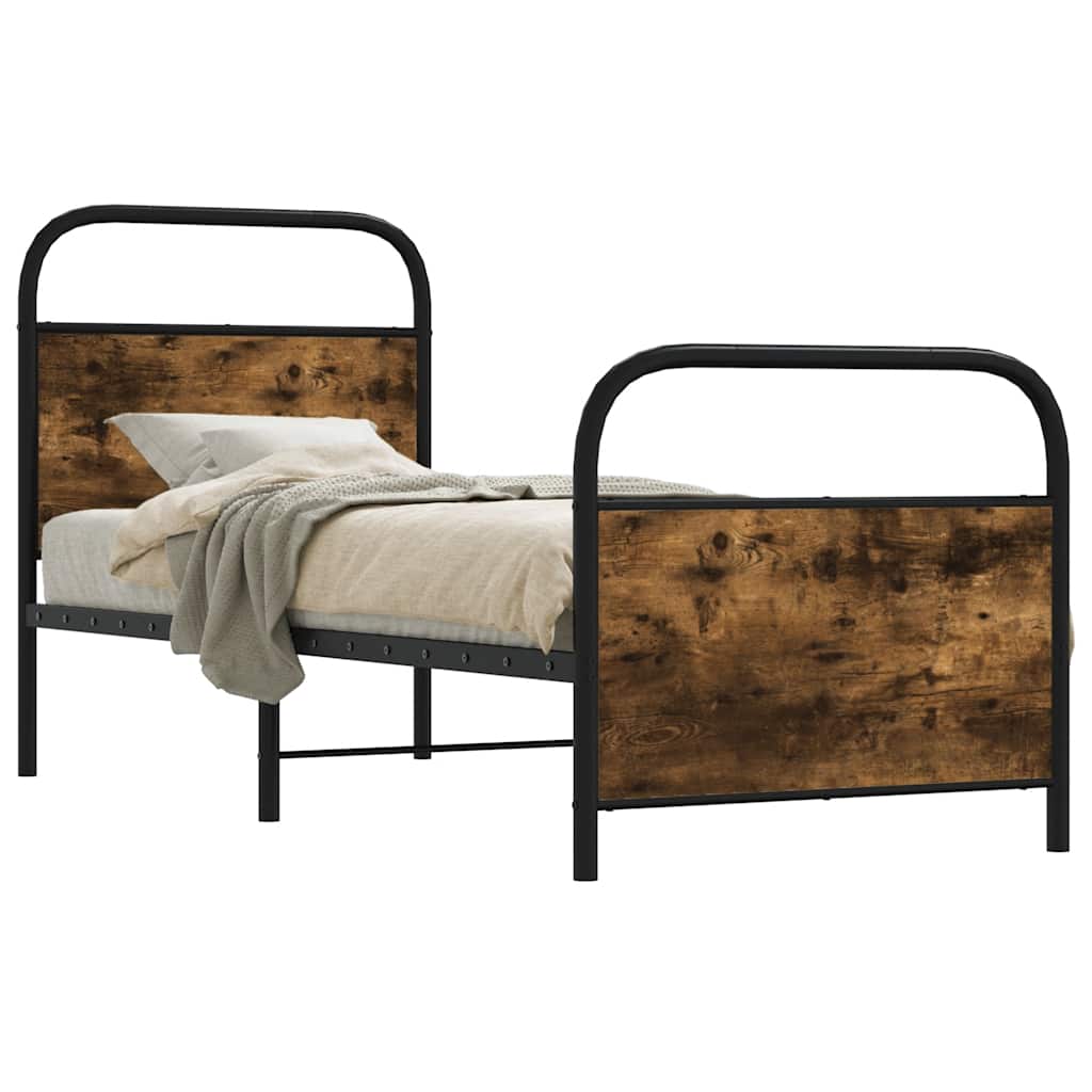 Cadre de lit sans matelas chêne fumé 75x190cm bois d'ingénierie - XIOS
