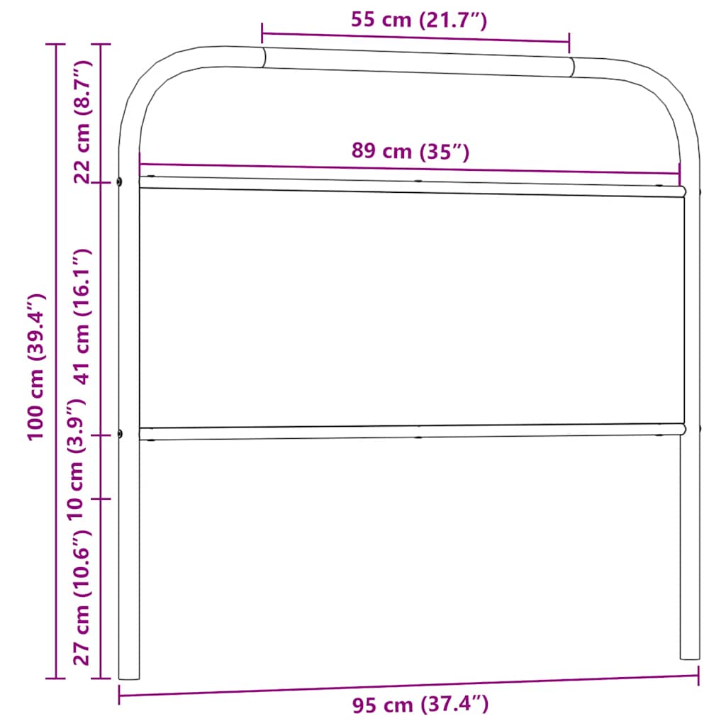 Tête de lit chêne fumé 90 cm acier et bois d'ingénierie - XIOS