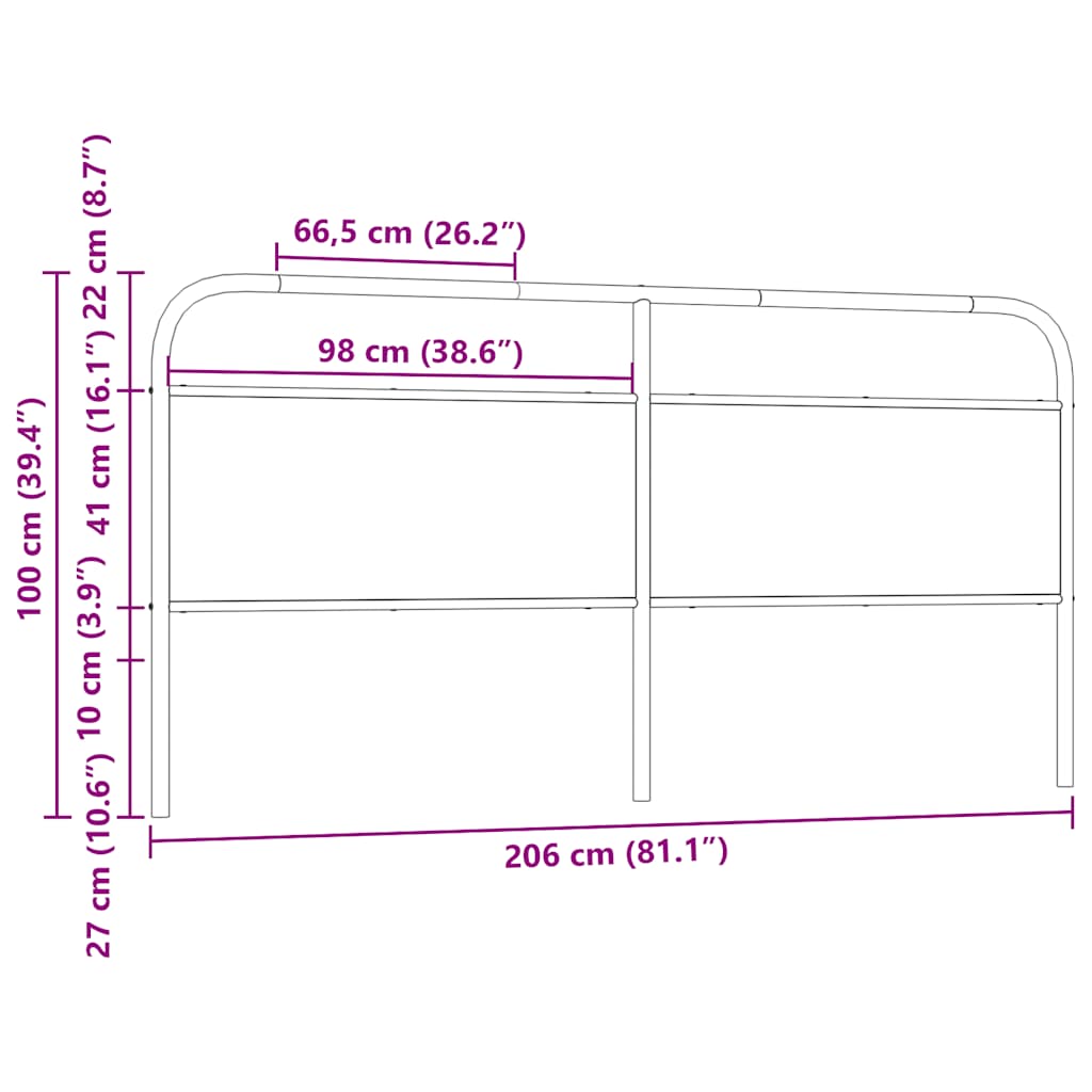 Tête de lit de remplacement chêne fumé 200 cm acier et bois d'ingénierie - XIOS