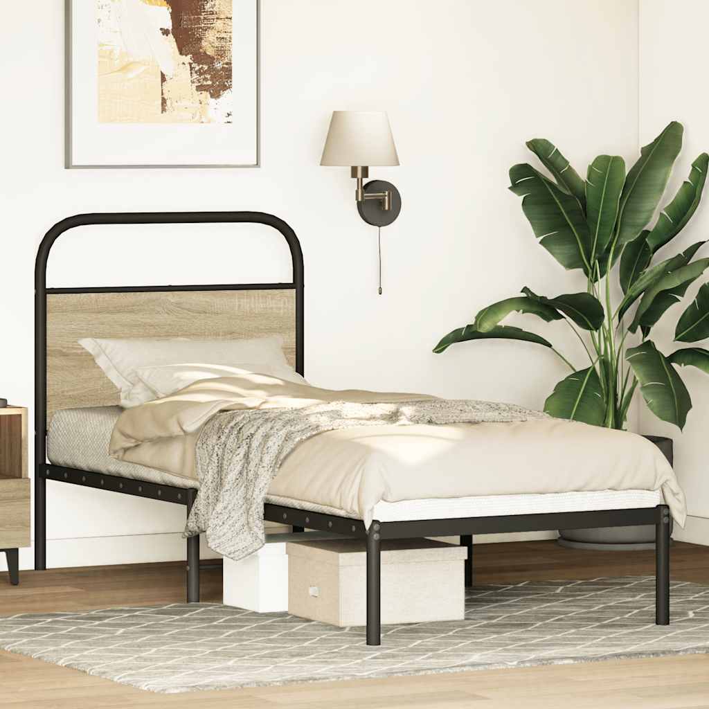 Cadre de lit sans matelas 75x190cm chêne sonoma bois ingénierie - XIOS