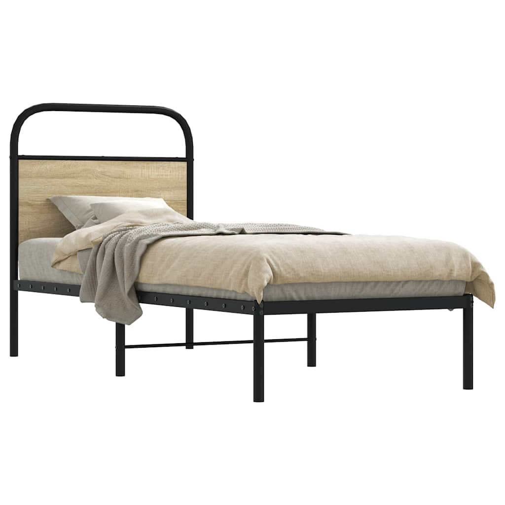Cadre de lit sans matelas 75x190cm chêne sonoma bois ingénierie - XIOS