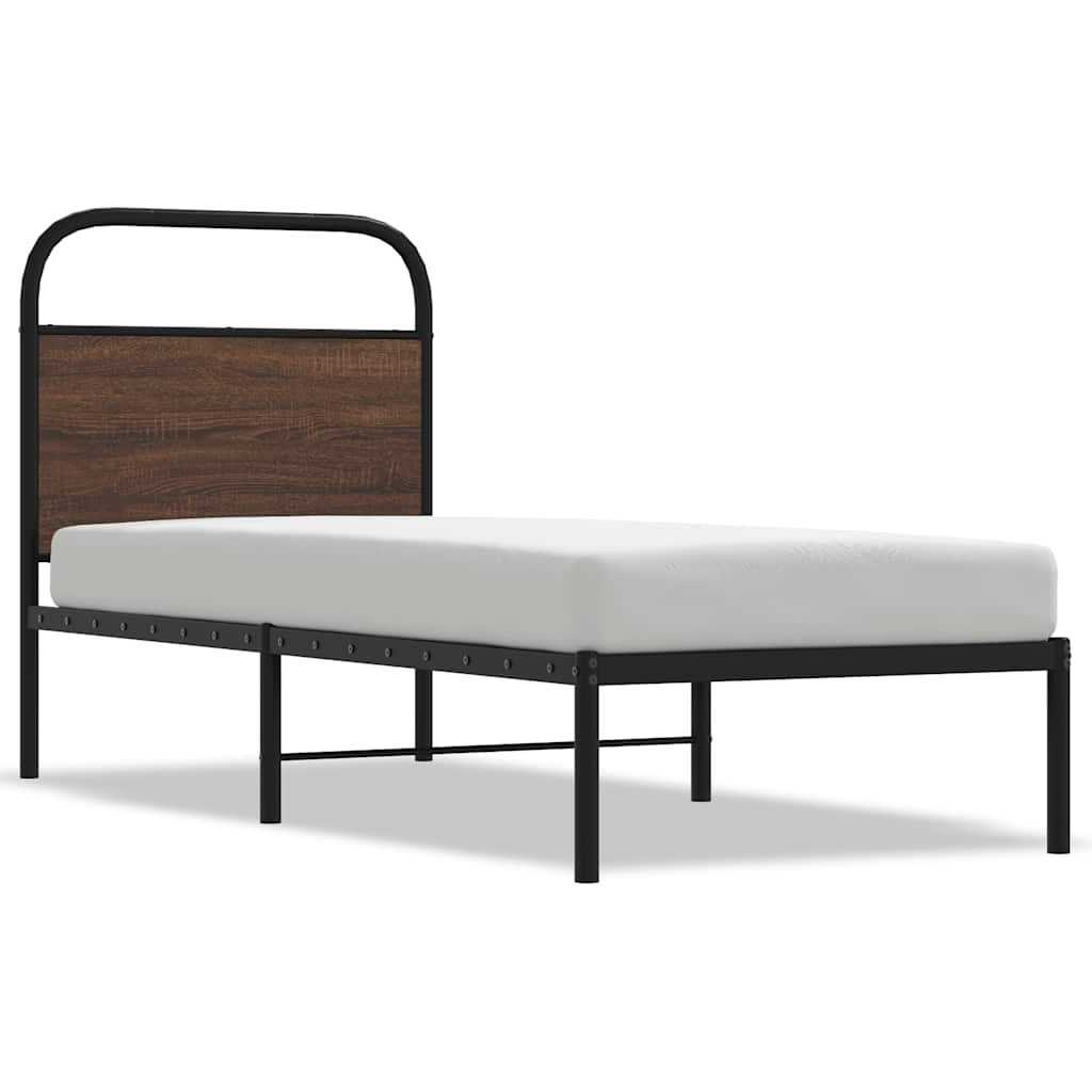 Cadre de lit sans matelas 80x200cm chêne marron bois ingénierie - XIOS