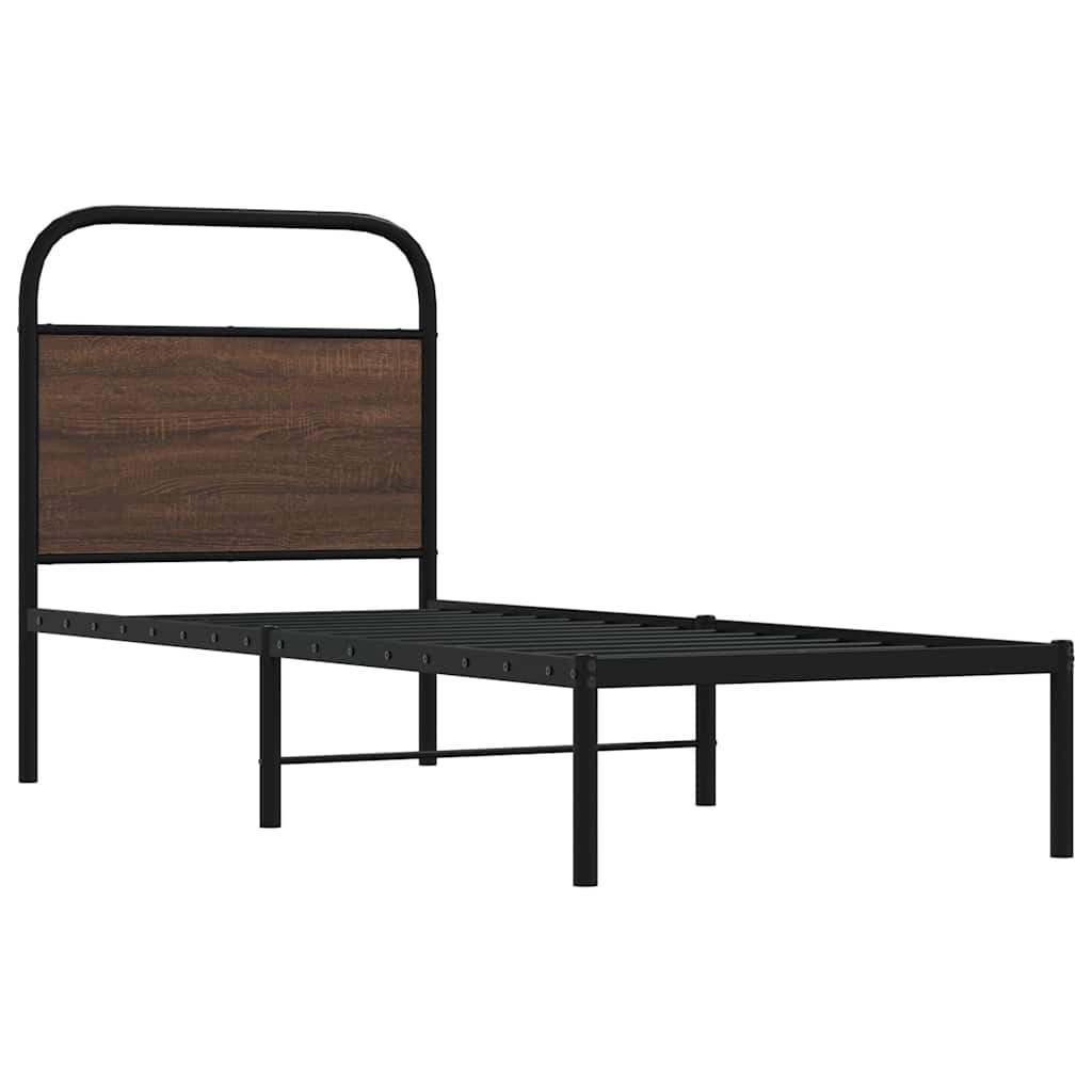 Cadre de lit sans matelas 80x200cm chêne marron bois ingénierie - XIOS