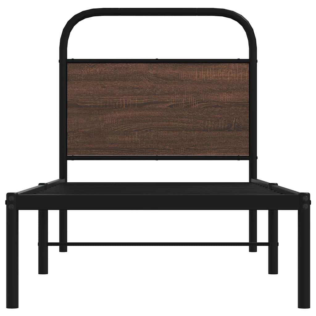 Cadre de lit sans matelas 80x200cm chêne marron bois ingénierie - XIOS