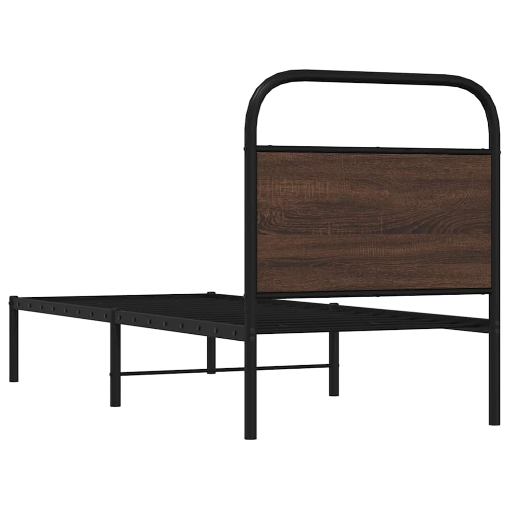 Cadre de lit sans matelas 80x200cm chêne marron bois ingénierie - XIOS