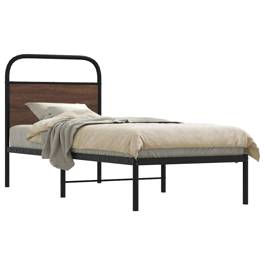 Cadre de lit sans matelas 80x200cm chêne marron bois ingénierie - XIOS