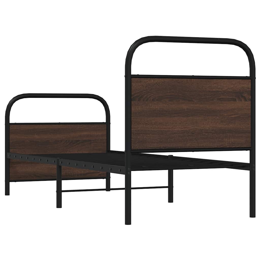 Cadre de lit sans matelas 75x190cm chêne marron bois ingénierie - XIOS