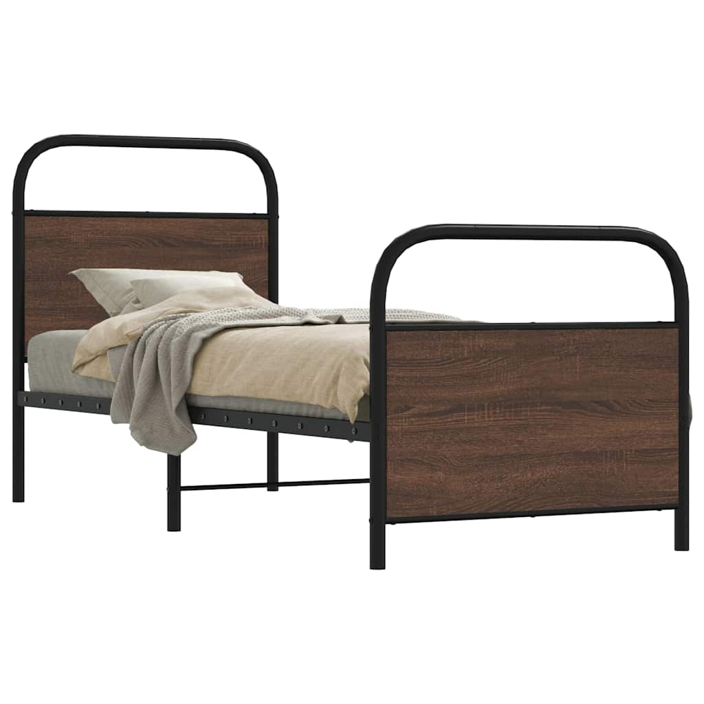 Cadre de lit sans matelas 75x190cm chêne marron bois ingénierie - XIOS