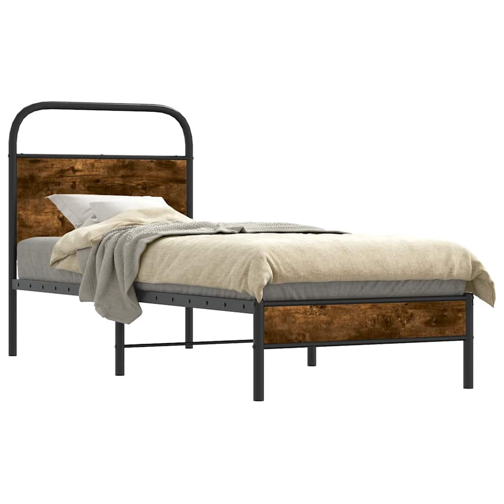 Cadre de lit sans matelas 80x200cm chêne fumé bois d'ingénierie - XIOS