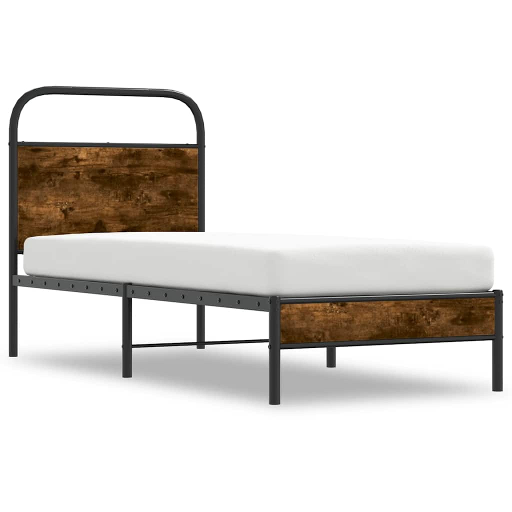 Cadre de lit sans matelas 80x200cm chêne fumé bois d'ingénierie - XIOS