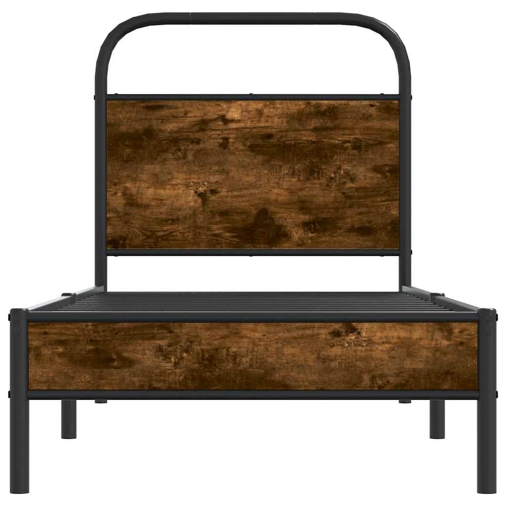Cadre de lit sans matelas 80x200cm chêne fumé bois d'ingénierie - XIOS