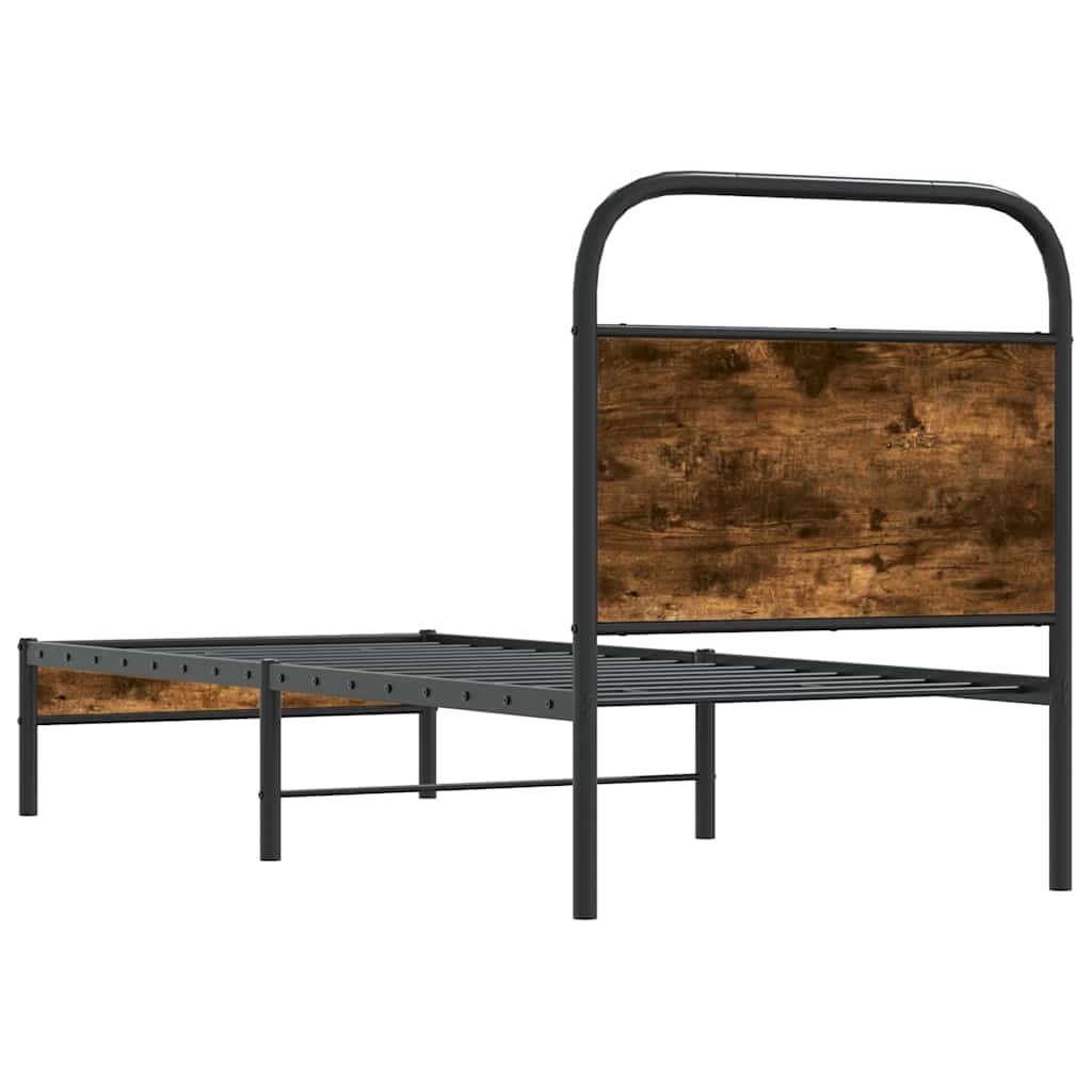 Cadre de lit sans matelas 80x200cm chêne fumé bois d'ingénierie - XIOS