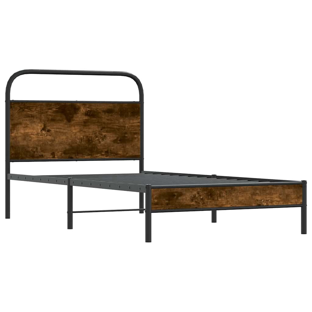 Cadre de lit sans matelas 90x190cm chêne fumé bois d'ingénierie - XIOS