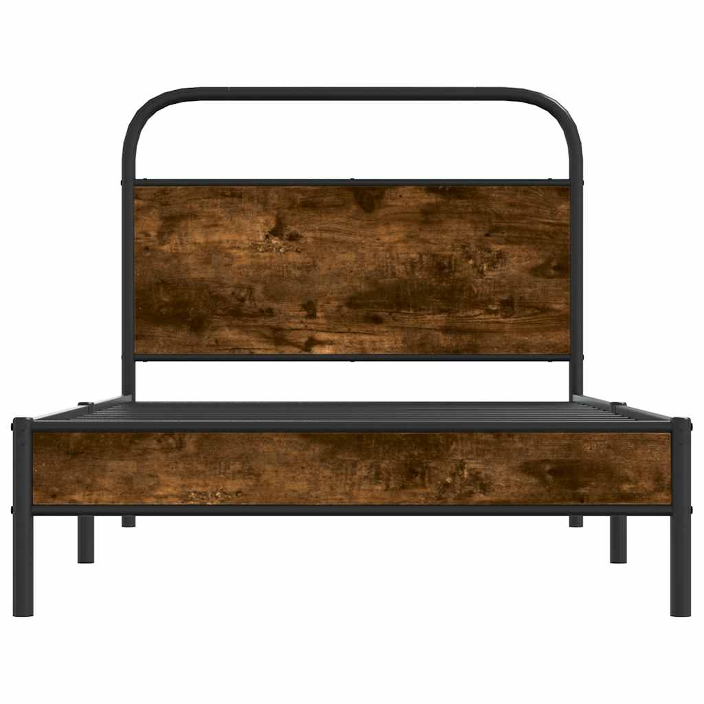 Cadre de lit sans matelas 90x190cm chêne fumé bois d'ingénierie - XIOS