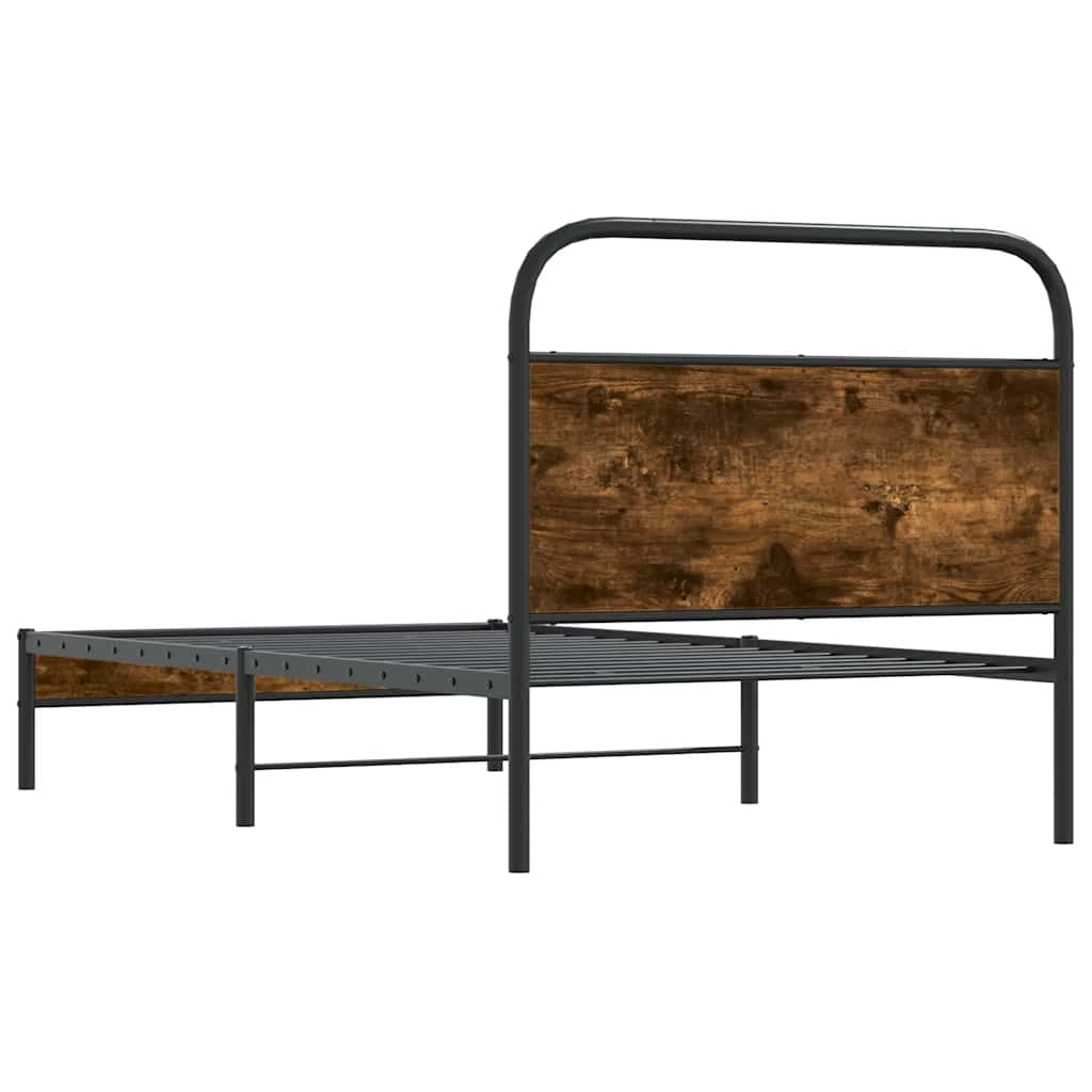 Cadre de lit sans matelas 90x190cm chêne fumé bois d'ingénierie - XIOS