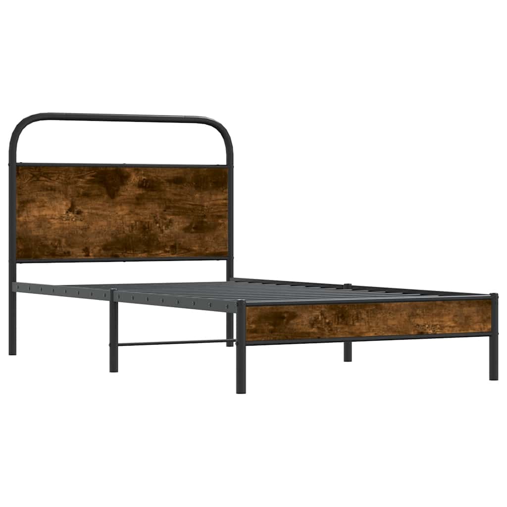 Cadre de lit sans matelas 100x200 cm chêne fumé bois ingénierie - XIOS