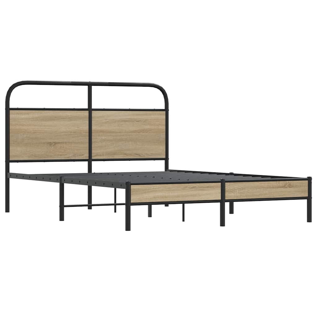 Cadre de lit sans matelas 140x190 cm chêne fumé bois ingénierie - XIOS