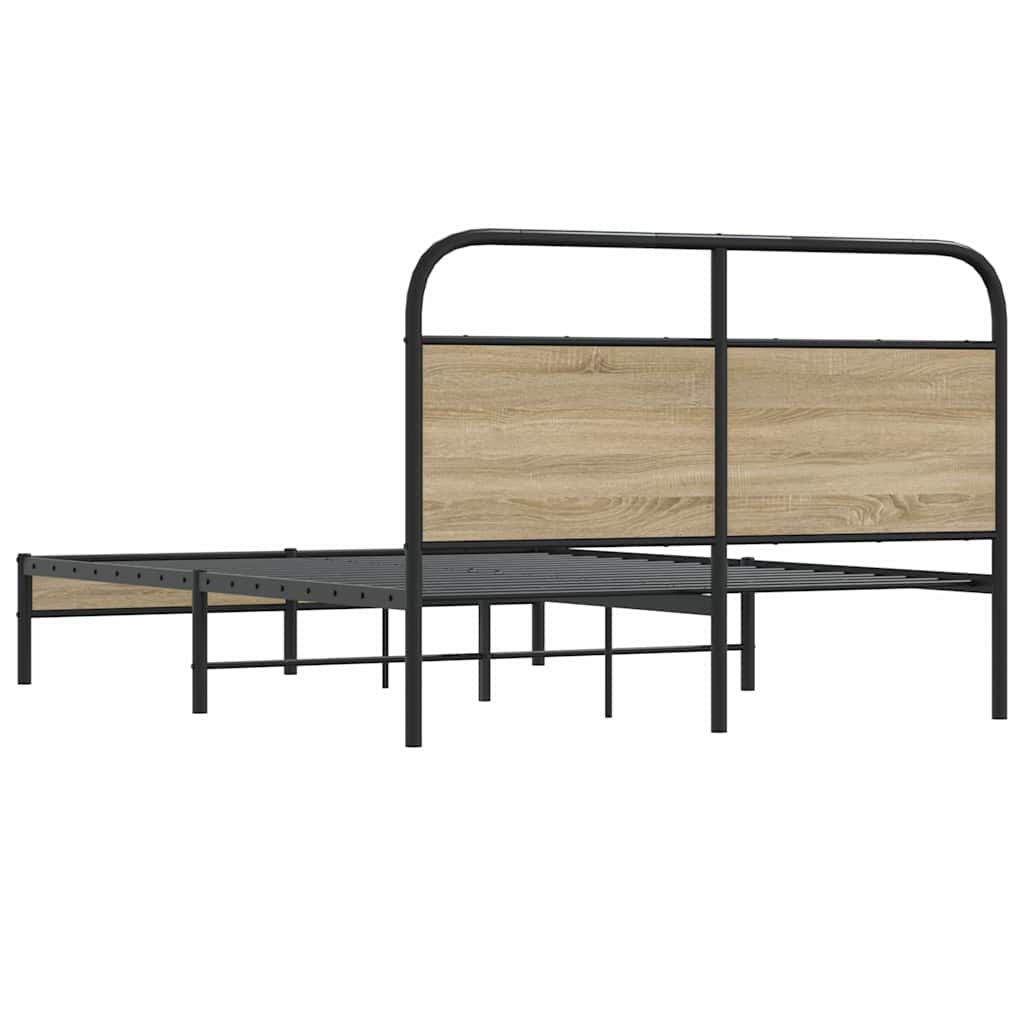 Cadre de lit sans matelas 140x200 cm chêne fumé bois ingénierie - XIOS