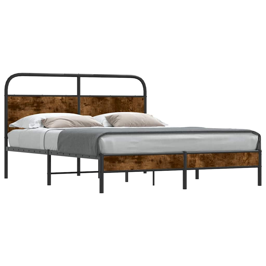 Cadre de lit sans matelas 160x200 cm chêne fumé bois ingénierie