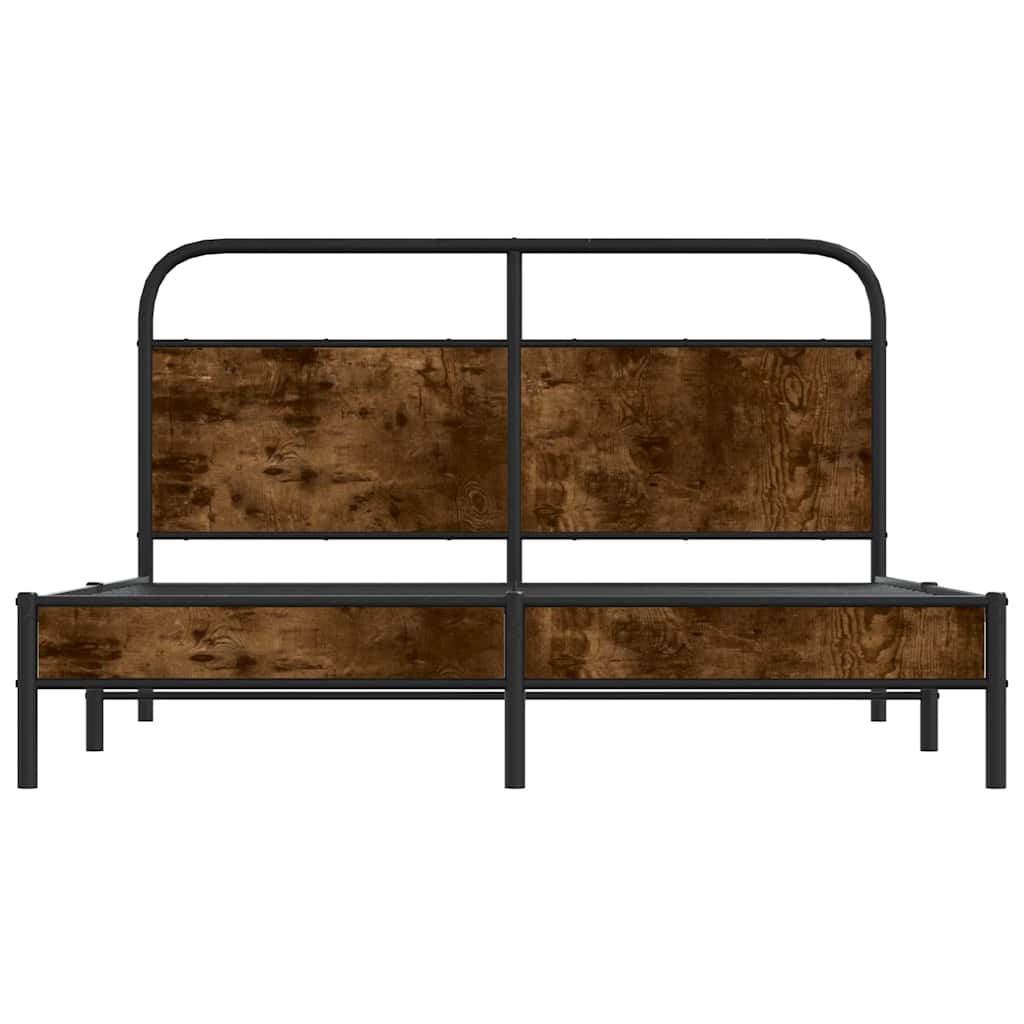 Cadre de lit sans matelas 160x200 cm chêne fumé bois ingénierie