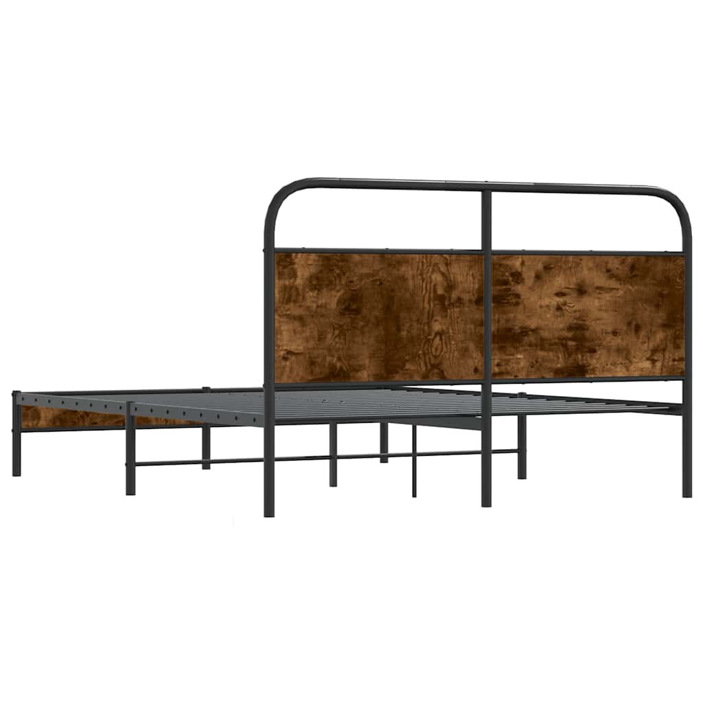 Cadre de lit sans matelas 160x200 cm chêne fumé bois ingénierie