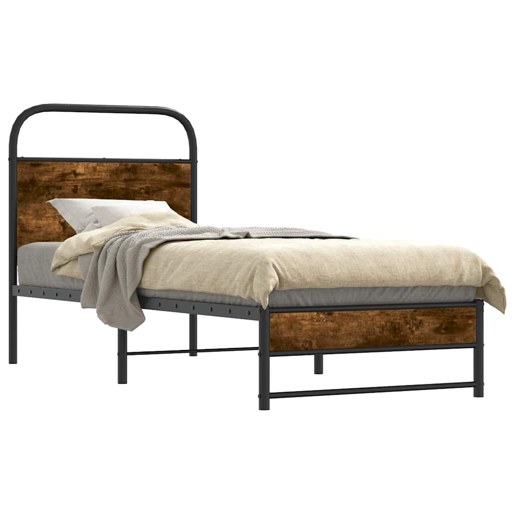 Cadre de lit sans matelas 80x200cm chêne fumé bois d'ingénierie - XIOS