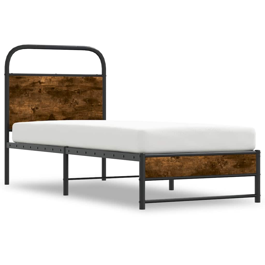 Cadre de lit sans matelas 80x200cm chêne fumé bois d'ingénierie - XIOS
