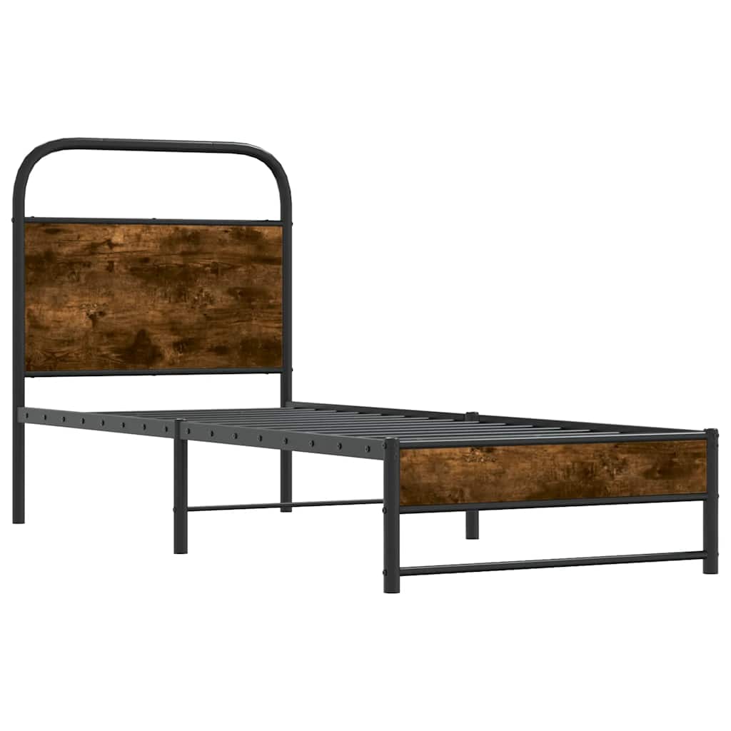 Cadre de lit sans matelas 80x200cm chêne fumé bois d'ingénierie - XIOS