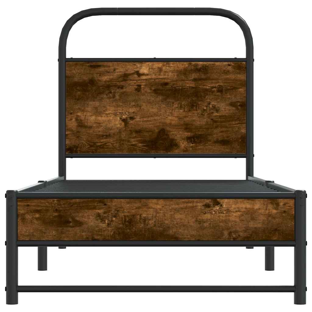 Cadre de lit sans matelas 80x200cm chêne fumé bois d'ingénierie - XIOS