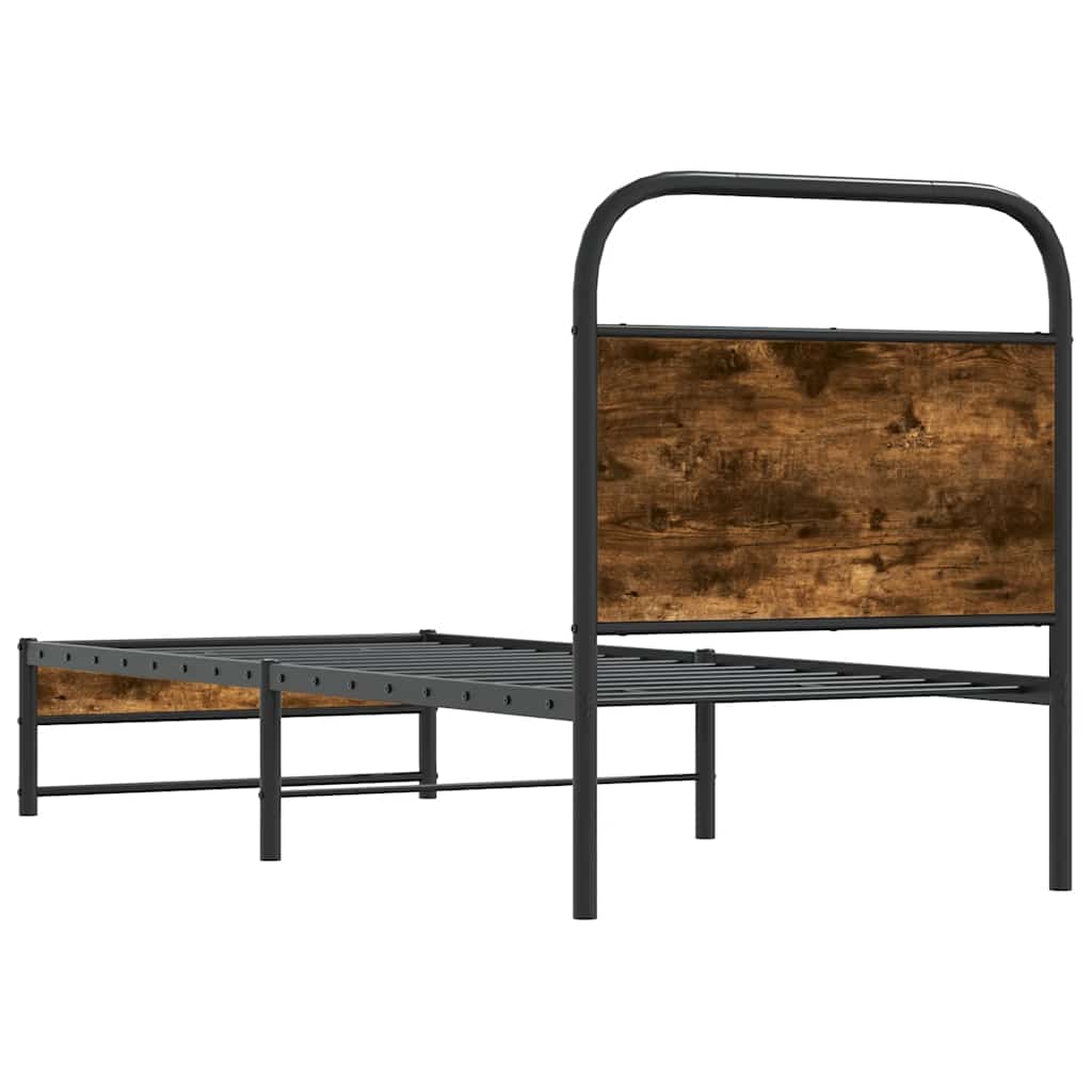 Cadre de lit sans matelas 80x200cm chêne fumé bois d'ingénierie - XIOS