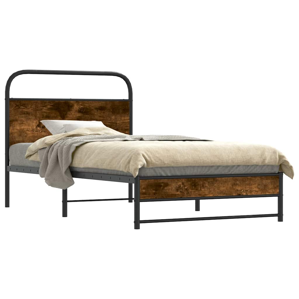 Cadre de lit sans matelas 90x190cm chêne fumé bois d'ingénierie - XIOS