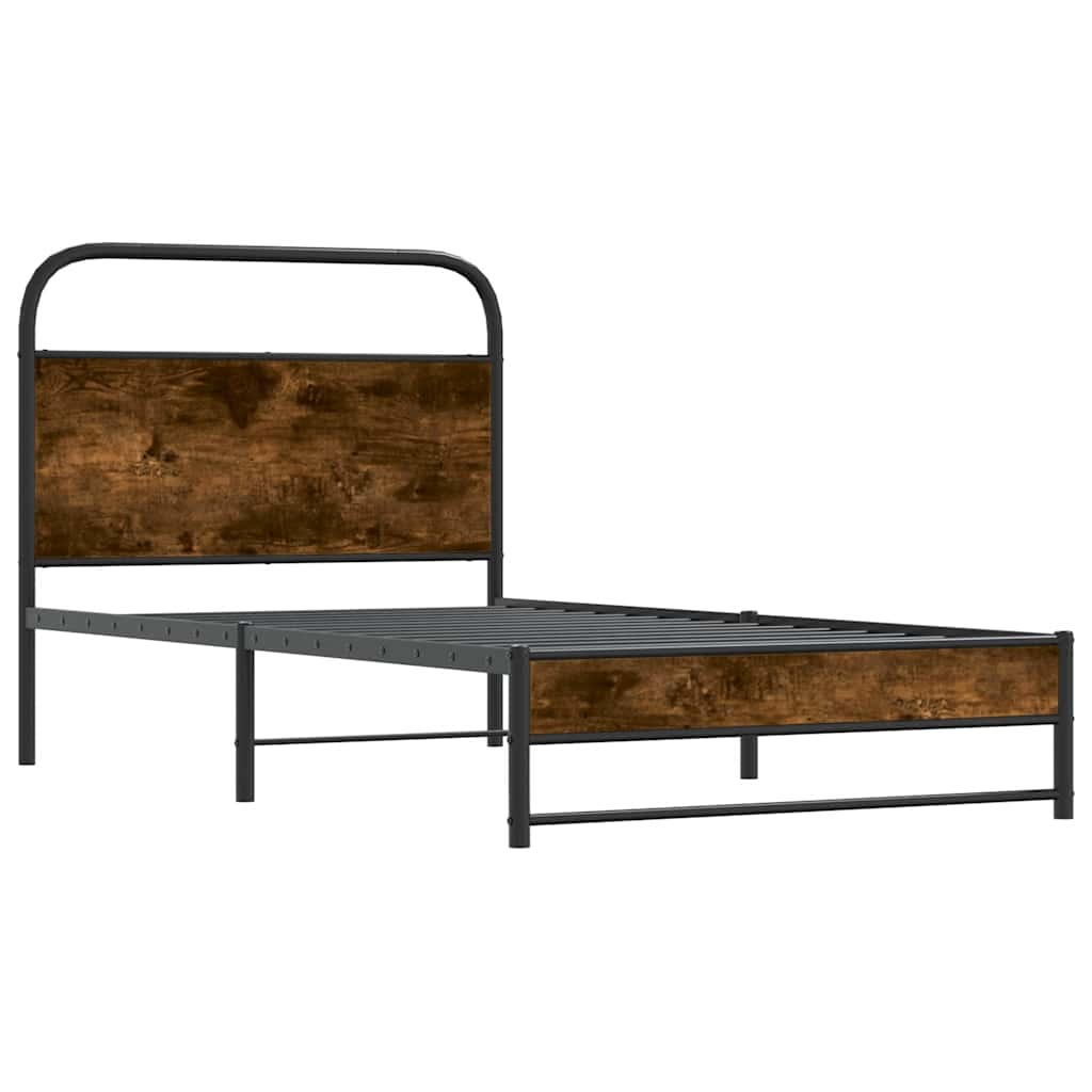 Cadre de lit sans matelas 90x190cm chêne fumé bois d'ingénierie - XIOS