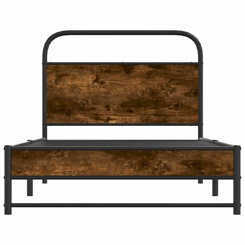 Cadre de lit sans matelas 90x190cm chêne fumé bois d'ingénierie - XIOS