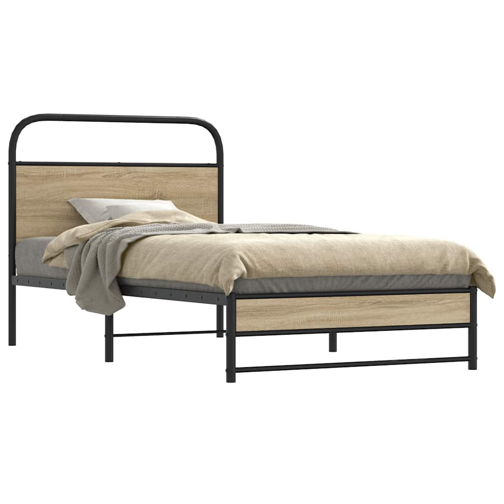 Cadre de lit sans matelas 100x190 cm chêne fumé bois ingénierie - XIOS